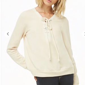 Lace up pull over sweater